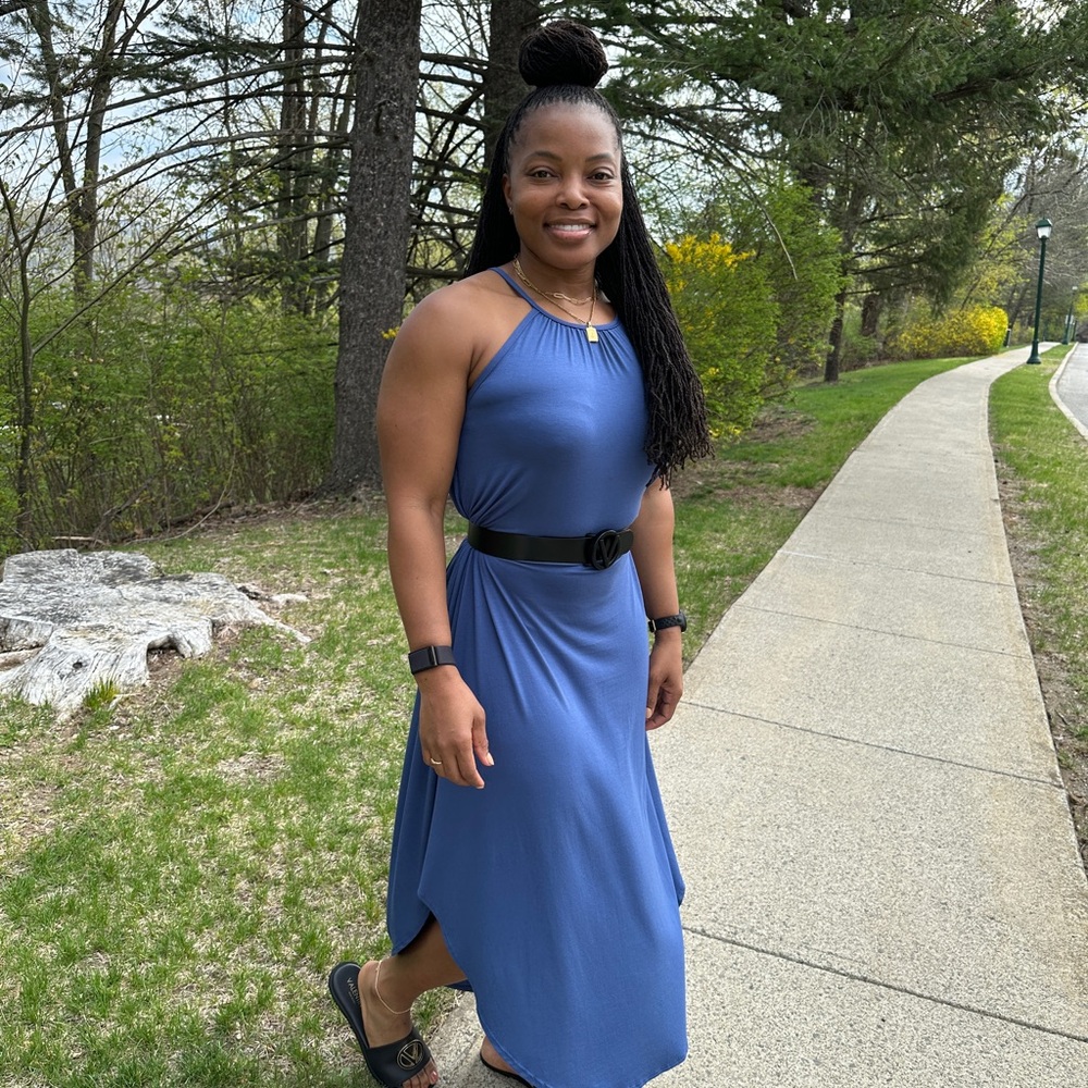 Elegant Blue Sleeveless Dress